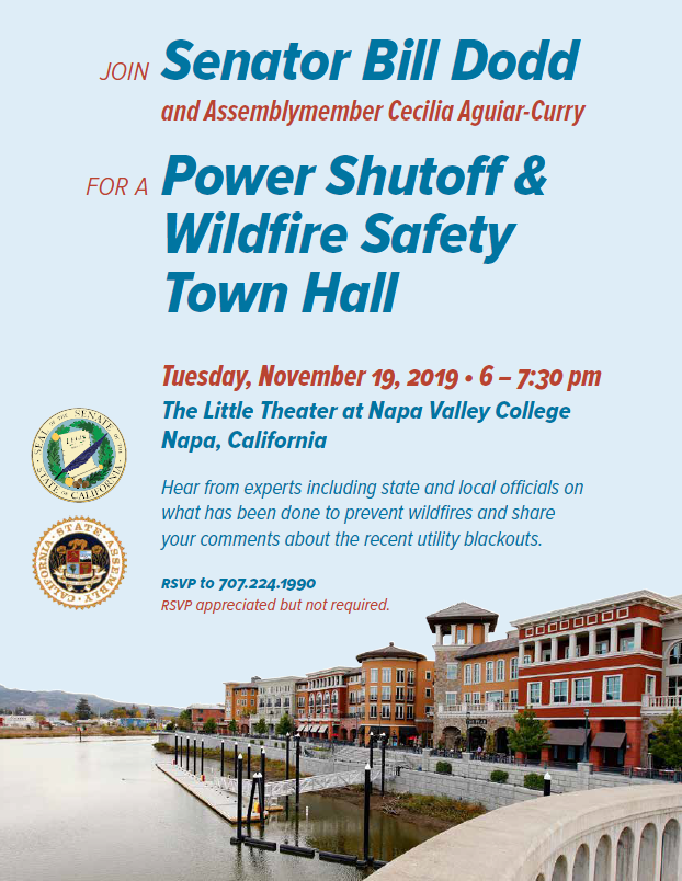 11.19.19 Sen Dodd Power Shutoff Wildfire Safety Town Hall Flyer